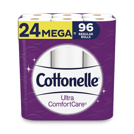 Cottonelle Ultra ComfortCare Toilet Paper, Soft Bath Tissue, Mega Rolls, 2-Ply, White, 284 Sheets/Roll, 24PK 54174/55464