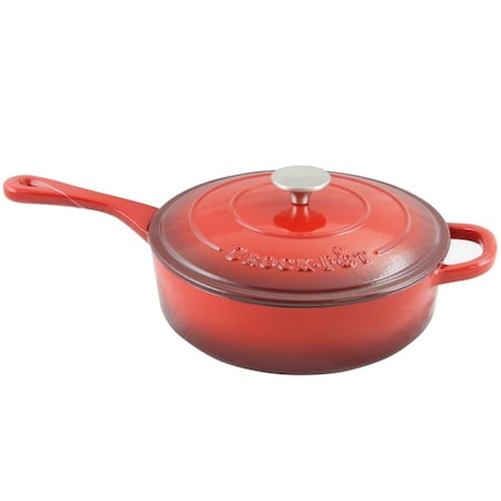 Crock Pot  3.5 Quart Artisan Enameled Cast Iron Deep Saute Pan with Self Basting Lid, Scarlet Red -  CROCK-POT, 112011.02
