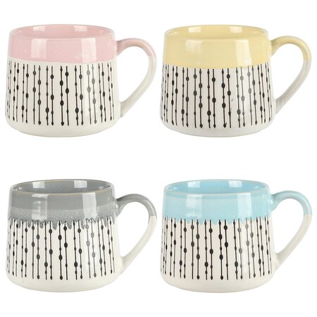Gibson Home Morning Mist 4 Piece 15 Ounce Stoneware Belly Mug Set in Assorted Colors 136959.04R