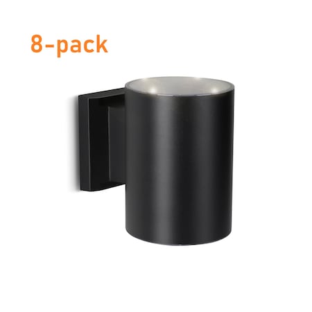 Techko Outdoor Solar Wall Light Cylinder Aluminum Metal Black Sconce , 8PK STL-311-1 (8-pack)