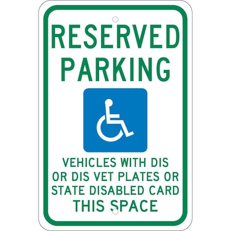 Nmc State Handicapped Reserved Parking Wisconsin Sign, TMS343J TMS343J