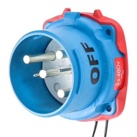 Meltric DS60 INLET POLY BLUE SIZE 4 TYPE 4X IP 69 3P+G 60 A 480 VAC 60 Hz +2 AUX 33-68043-972