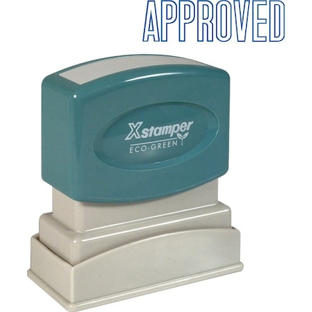 Shachihata Xstamper Pre-Inked Message Stamp, APPROVED, 1-5/8" x 1/2", Blue 1008