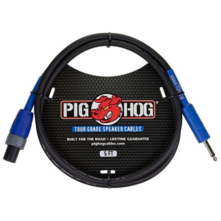 Pig Hog Speaker Cable, 5-Feet Speakon to 1/4-in PHSC5S14