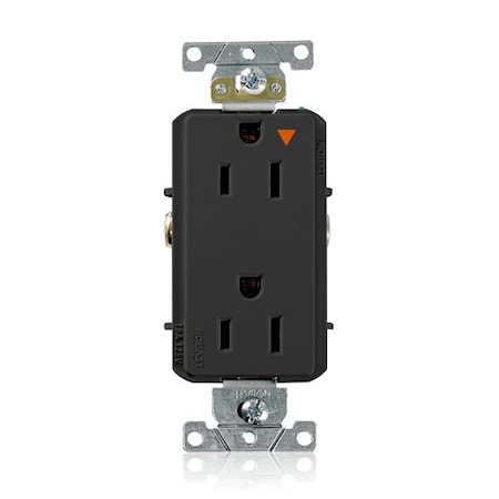 Leviton Duplex Outlet, Iso Grd, Black, 15A, 125V 16262-EIG