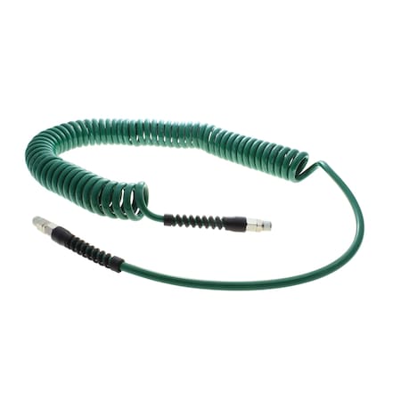 Technithane Spiral Hose, 1/4 in x 10 ft, 1/4 in Male NPT, Rigid/Swivel, Green TT-14-10-G-RS