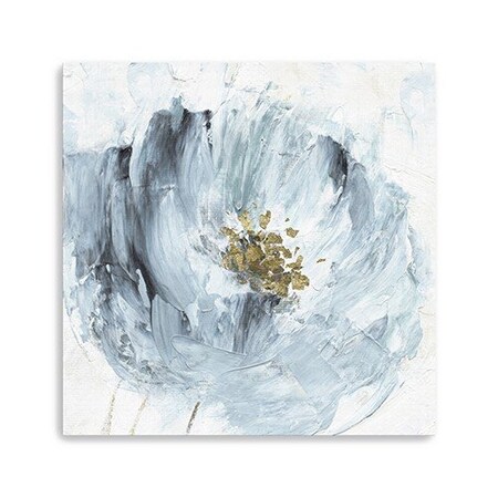 Homeroots 40" x 40" Watercolor Abstract Gray Blue Flower Canvas Wall Art 398916