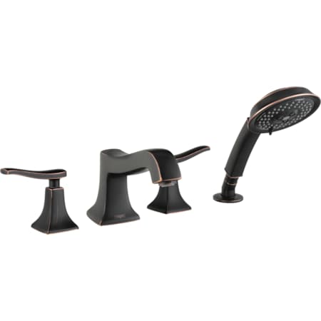 Hansgrohe Metris C 4-Hole Roman Tub Set Trim with 2.0 GPM Handshower in Rubbed Bronze 31314921