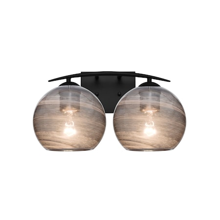 Besa Lighting Besa, Jilly Vanity, Vapor Smoke, Black Finish, 2x60W E26 base 2WC-JILLYSM-BK