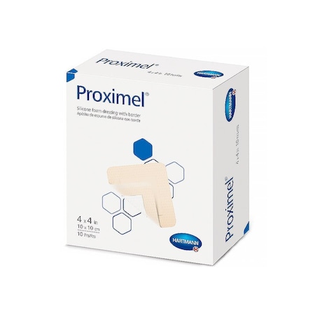 Proximel Foam Dressing 4 X 4 Inch With Border Without Film Backing Silicone Adhesive Square Sterile, 60PK 14200000