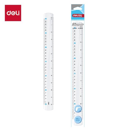 Deli Clear Ruler 30cm/12in, Metric & Inch, 20PK EG00312