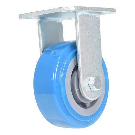 Vestil Polyurethane Rigid Caster 5 In. Diameter x 2 In. Width 771 Lb. Capacity Light Blue/Gray CST-KB-5X2PUP-R