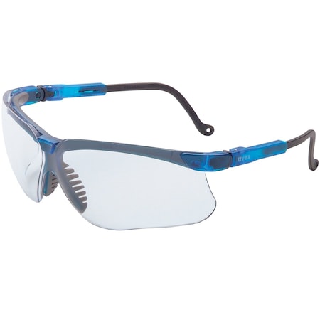 Uvex Semi-Rimless Safety Glasses with Vapor Blue Frame, Clear Lens with Ultra-Dura Hardcoat S3240