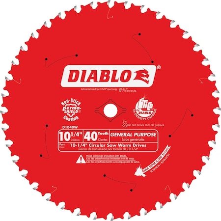Diablo 10-1/4'' 40-Tooth General Purpose Circular Saw Blade D1040W
