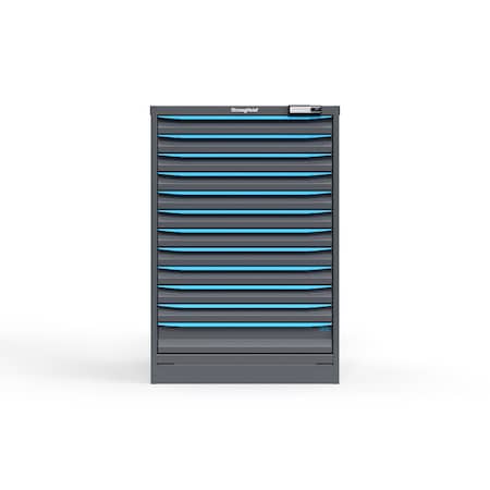 Strong Hold 12 drawer cabinet - (11x 2ft, 1x 4ft) - Blue accents - E-Lock w/ Tracking S3044-PPTAS-1201FS
