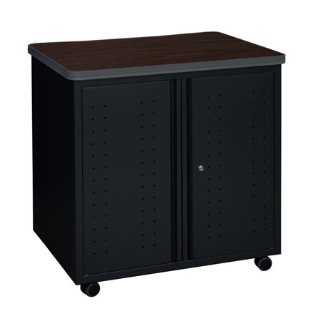 Regency Mesa Steel Mobile Locking Utility/Fax/Copy Table 30in x 23.25in - Neo Walnut Top, Black Base 66746SCNWBK