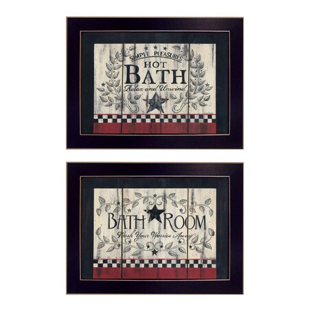 Homeroots Set Of Two Hot Bath 2 Black Framed Print Bathroom Wall Art, 2PK 405916