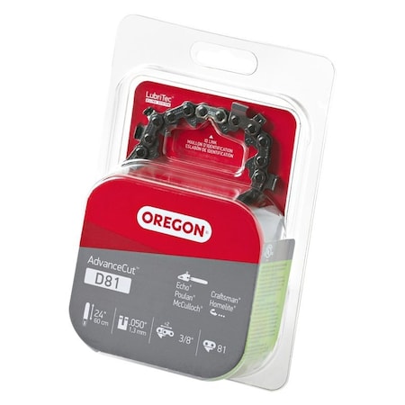 Oregon Chainsaw Chain, 24 in L Bar, 005 Gauge, 38 in TPIPitch, 81Link D81