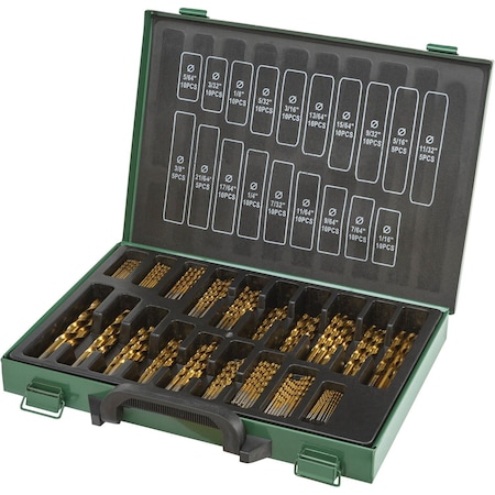 Grizzly Pro M2 HSS Bulk TiN-Coated Drill Bit Set, 170-Pc. T33687