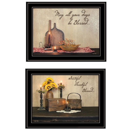Homeroots Set Of Two Twice Blessed 2 Black Framed Print Wall Art, 2PK 407091