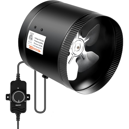 Ipower Simple Deluxe Inline Booster Duct Fan with Speed Controller, 8 in 430 CFM Low-Noise Ventilation Exh GLFANXBOOSTERADJ8