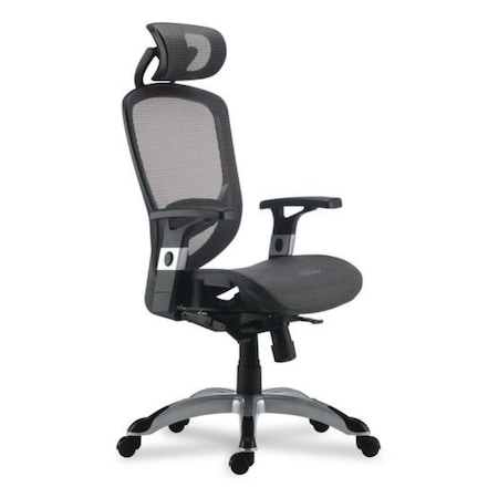 Union & Scale FlexFit Hyken Mesh Task Chair, 17.24in-20.98in Seat ht. Charcoal Gray Seat/Back, Silver/BLK Base UN59464V-CC