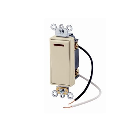 Leviton Decora Plus Rocker Pilot Light, Illuminated ON, Req. Neutral 3-Way AC Quiet Switch, 20A, 120V, Ivory 5638-2I