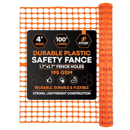 Xpose Safety Orange Safety Barrier Fence 4ft x100ft Heavy Duty 195 GSM SFO-HVY-4100-X