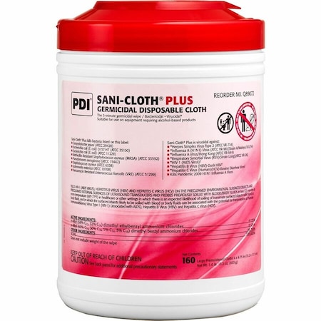 Pdi Germicidal Disinfecting Wipes 6" x 6-3/4", White Q89072