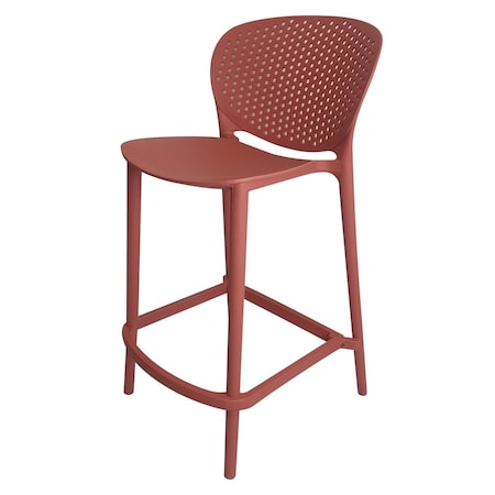 Homeroots Set of Four 26" Orange Heavy Duty Plastic Low Back Counter Height Bar Chairs, 4PK 555089