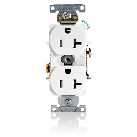 Leviton Duplex Receptacle Outlet, 20A, White, 125V T5362-W