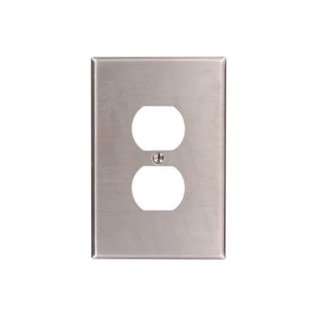 Leviton Receptacle Wallplate, Oversized, Gang 1, Stainless Steel 84103-40