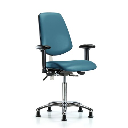Blue Ridge Ergonomics Vinyl Clean Room Chair, Adjustable Arms BR-NCR-VMBCH-MB-CR-T1-A1-NF-RG-8801