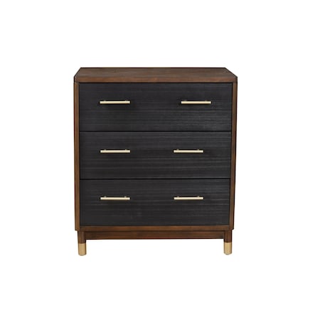 Homeroots 33" Brown and Black Solid Wood Three Drawer Chest 524118