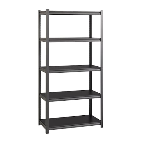 3200 Riveted Steel Shelving 5-Shelf Unit, 18D x 36W x 72H, GunGray/Black -  IRON HORSE, 20996