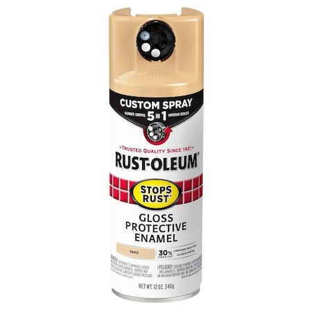 Rust-Oleum Rust Preventative Spray Paint, Gloss, Sand, 12 oz, Aerosol Can 376905