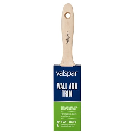 Valspar Wall and Trim Paint Brush, 2 in W, Flat Brush, Polyester Bristle, Beavertail, Ergonomic Handle 881445200