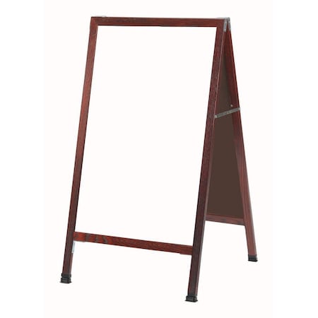 Aarco A-Frame Sidewalk Board, White Porcelain Markerboard Solid Red Oak Frame w/ Cherry Stain, 42''Hx24''W MA-5SW
