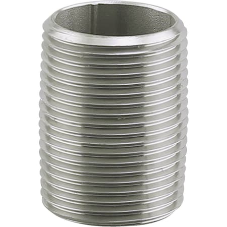 Plumbeeze PLUMB-EEZE 1'' MIP x Close Stainless Steel Nipple U2-SSN-10
