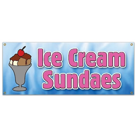 Signmission ICE CREAM SUNDAES BANNER SIGN cones floats banana split egg cream waffle giant B-Ice Cream Sundaes