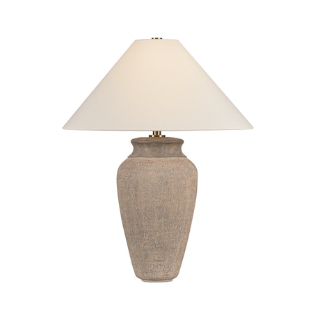 Troy Lighting Vessel 1 Light Table Lamp in Patina Brass and Ceramic Textural Umber Finish PTL1729-PBR/CTU