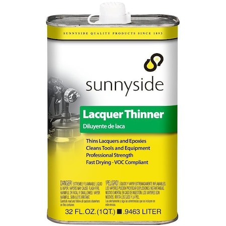 Sunnyside Lacquer Thinner, Liquid, Acetic, Clear, 1 qt, Can 47732
