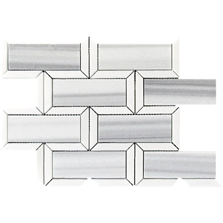 Apollo Tile White Gray 10x12 Equator, Thassos Marble Polished Floor and Wall Mosaic Tile 4.04 sqft/case, 5PK APLMRM88R05A