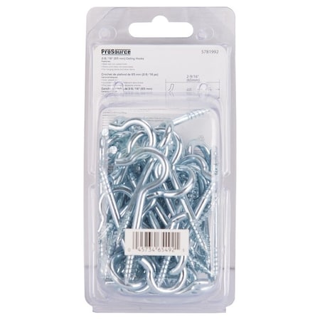 Prosource Ceiling Hook, 25 lb Working Load, Steel, Silver, Zinc LR-314-PS