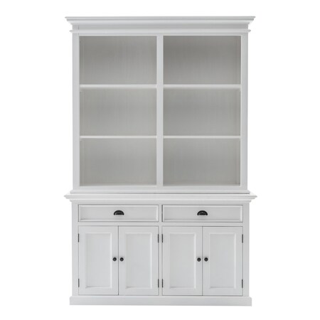 Homeroots 87" White Solid Wood Adjustable Four Tier Bookcase 397122