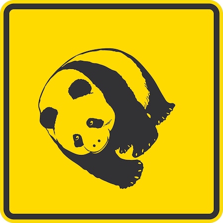 Lyle Panda Crossing Symbol, 24x24, Diamond Grade, Yellow G-12232-DG_24x24