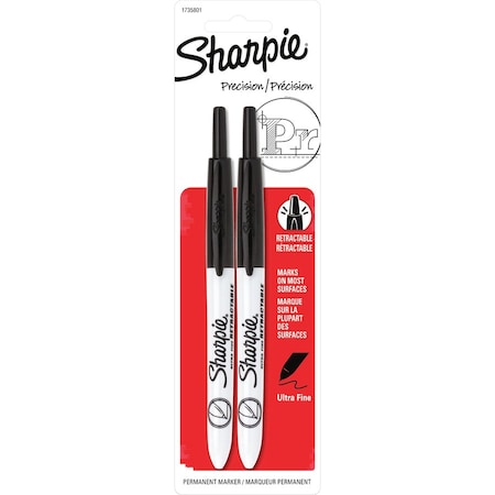 Sharpie Markers, Retractable, Ultra Fine, 2/PK, Black PK SAN1735801