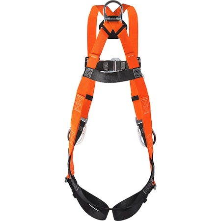 Miller Non-Stretch Full-Body Harness w/Hi-Viz Webbing, 5 Points of Adjustment, Back/Side/Front D-Rings, Matin T4007FD/UAK