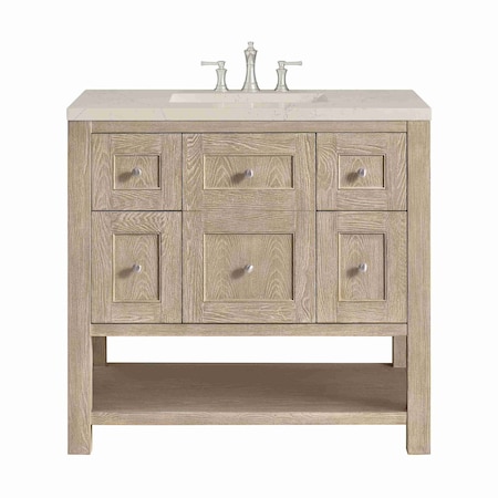 James Martin Vanities Breckenridge 36" Single Vanity, Whitewashed Oak, w/ 3 CM Siberian Silestone Top 330-V36-WWO-3SFR