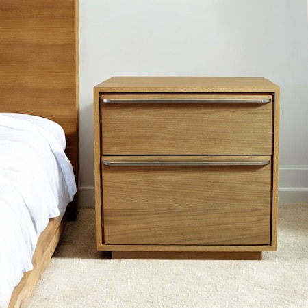 Homeroots 24" Natural Solid and Manufactured Wood Two Drawer Nightstand 555396
